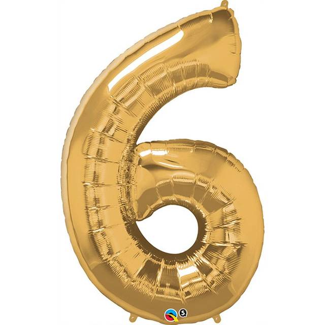 (6, Gold) Qualatex 34 Inch Metallic Number Balloons