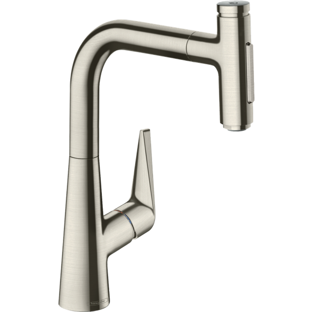 Hansgrohe Talis Select M51 Brushed Steel sBox Pullout Kitchen Sink Tap