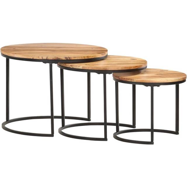 vidaXL Nesting Tables 3 pcs Solid Acacia Wood - Brown