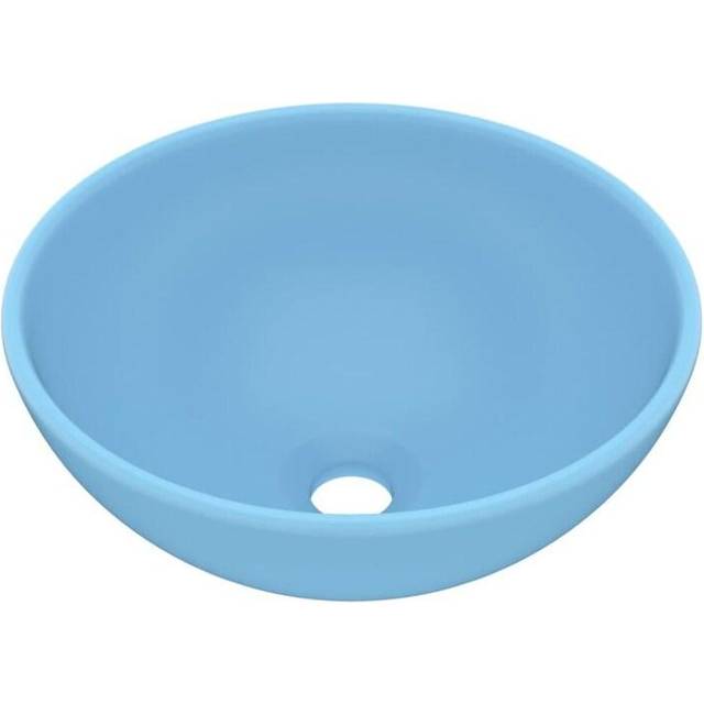 vidaXL Luxury Bathroom Basin Round Matt Light Blue 32.5x14 cm Ceramic