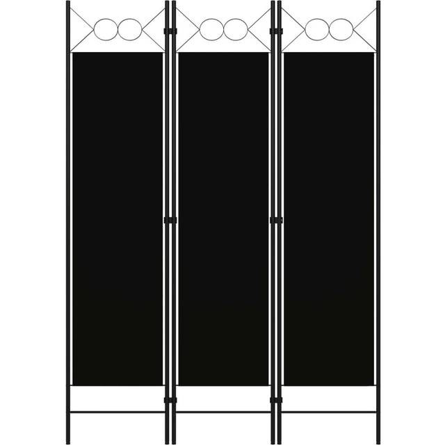 vidaXL 3-Panel Room Divider Black 120x180 cm Wall Partition Screen Separator