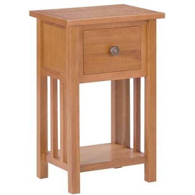 vidaXL Solid Oak Wood Magazine Table with Drawer Wooden Storage Side Table