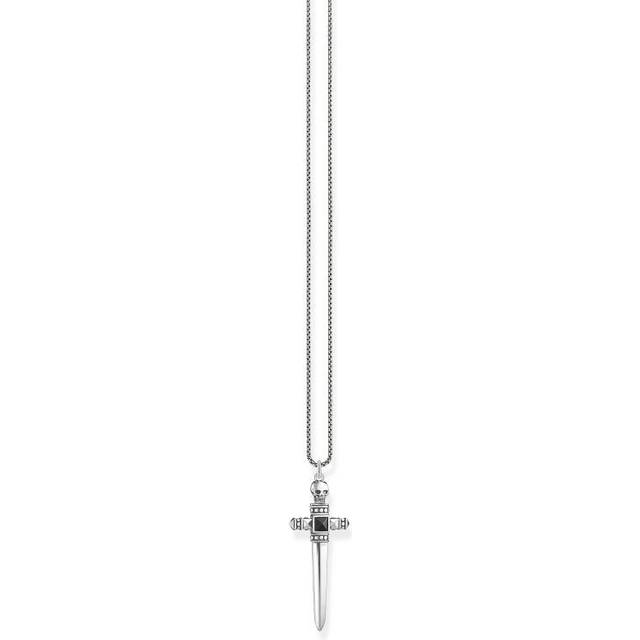 THOMAS SABO Men's Sword Skull Pendant Necklace, Silver