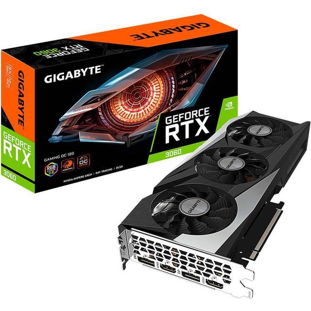 Gigabyte GeForce RTX 3060 GAMING OC GV-N3060GAMING OC-12GD V2 Grafikkort, Svart, 12 GB