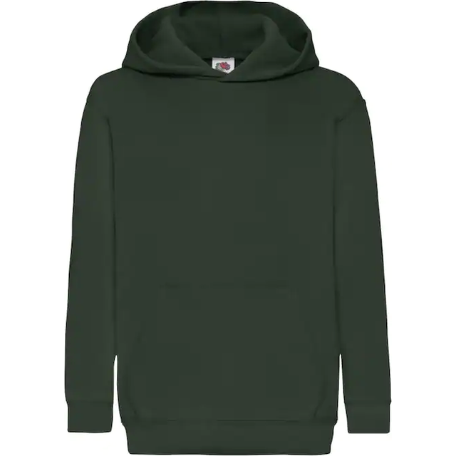 (5-6, Bottle Green) Fruit Of The Loom Childrens Unisex Hooded Sweatshirt / Hoodie