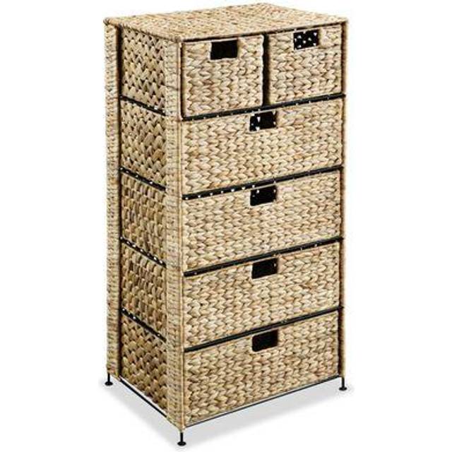 vidaXL Storage Unit with 6 Baskets 47x37x100 cm Water Hyacinth - Brown