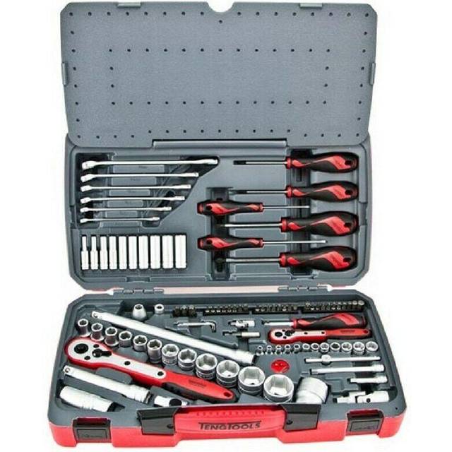 "Teng Tools 95 Piece 1/4"" & 1/2"" Socket, Ratchet, Spanner, Screwdriver Set TM095"