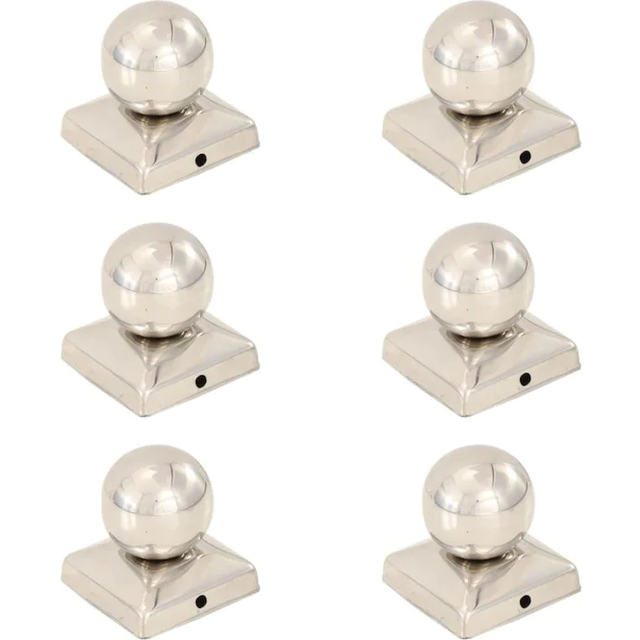 vidaXL Stolphattar klot 6 st rostfritt stål 71x71 mm
