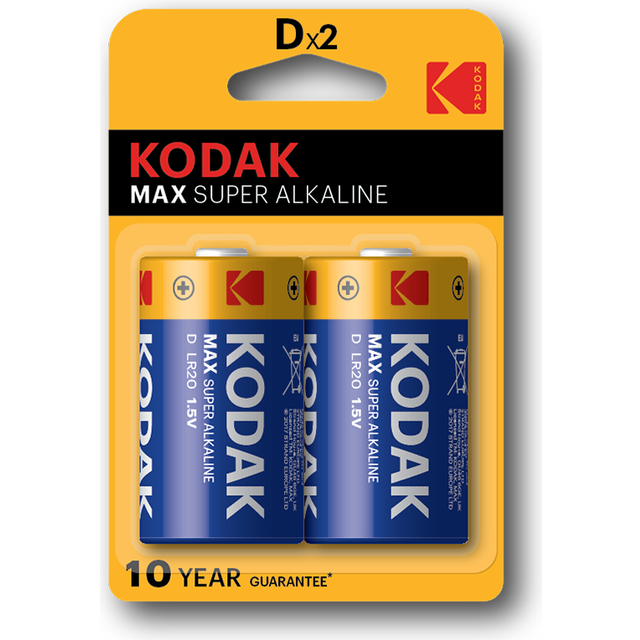 Kodak Max Super Alkaline D/LR20 Twin Pack D Batteries