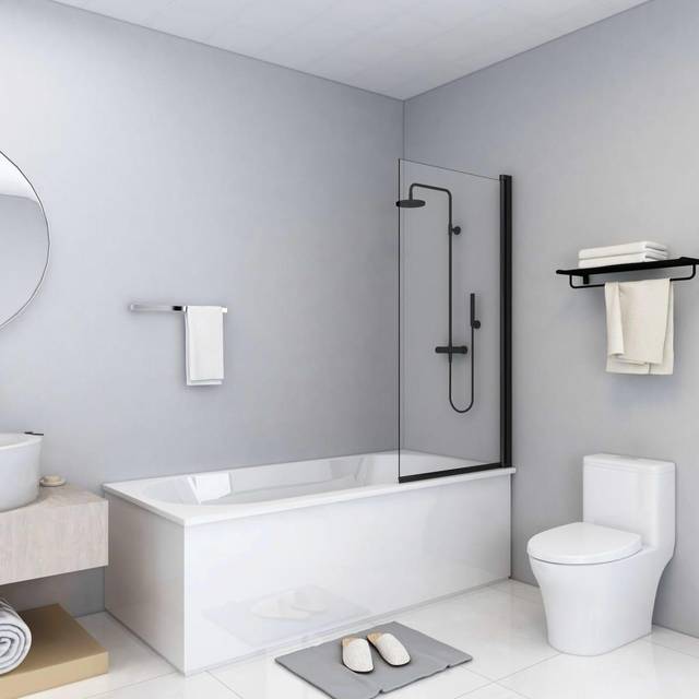 vidaXL Shower Enclosure ESG 68x130 cm Black