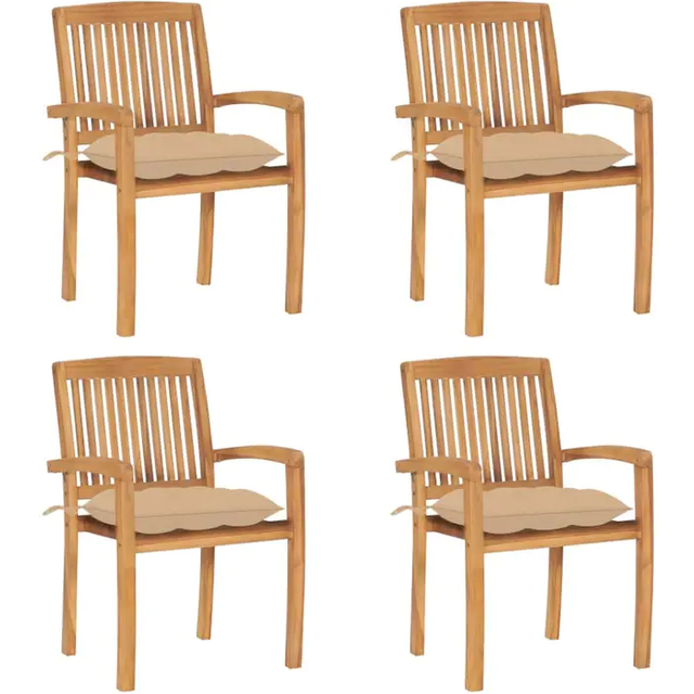 Vidaxl Stacking Garden Chairs 4 Pcs Solid Teak Wood