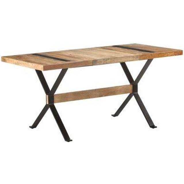 vidaXL Dining Table 160x80x76 cm Rough Mango Wood - Brown