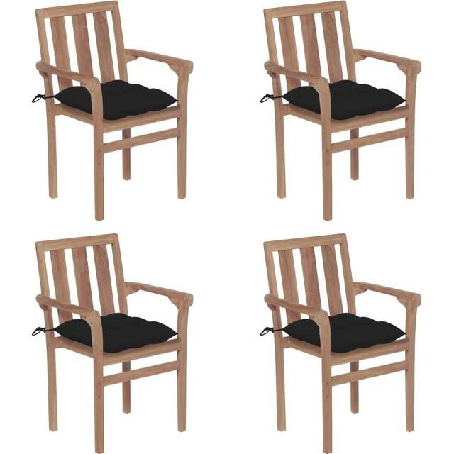 Stapelbara trädgårdsstolar 4 st massiv teak