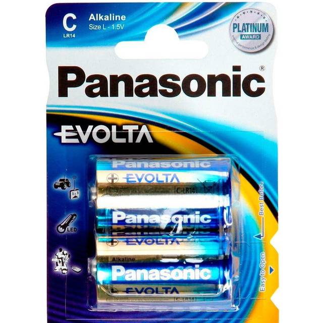 2 Panasonic Evolta C Batteries Alkaline Ultimate Long Lasting Energy 2bl 2030