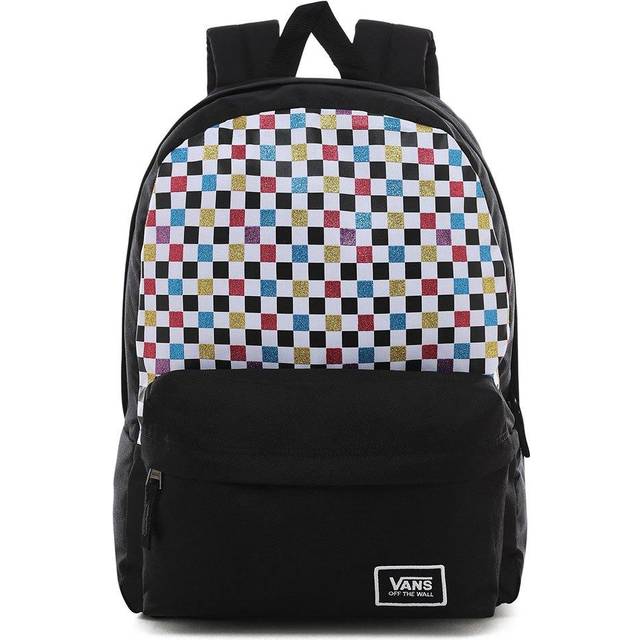Vans Mens Off The Wall Glitter Checkered Backpack - Black/White - One Size