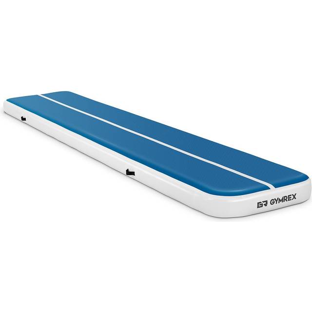 Gymrex Uppblåsbar gymnastikmatta - 500 x 100 x 20 cm - blå och vit