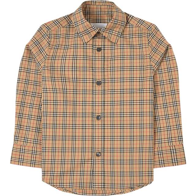 Burberry Boys Beige Cotton Microcheck Shirt - 8 year