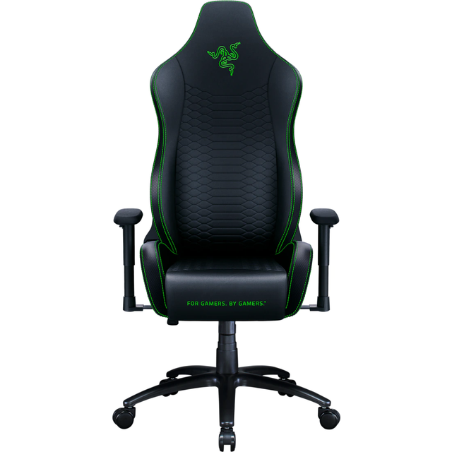 Razer Iskur X Ergonomic Gaming Chair - Multi-layered Synthetic Leather - High Density Foam Cushions - 2D Armrests - Black/Green - Standard