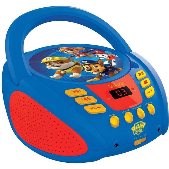 Lexibook, Paw Patrol, Bluetooth CD-spelare för barn, Bärbar, Mångfärgade ljuseffekter, Mikrofonuttag, Aux-in-uttag, AC- eller batteridriven, Flickor, Pojkar, Blå/Röd, RCD109PA