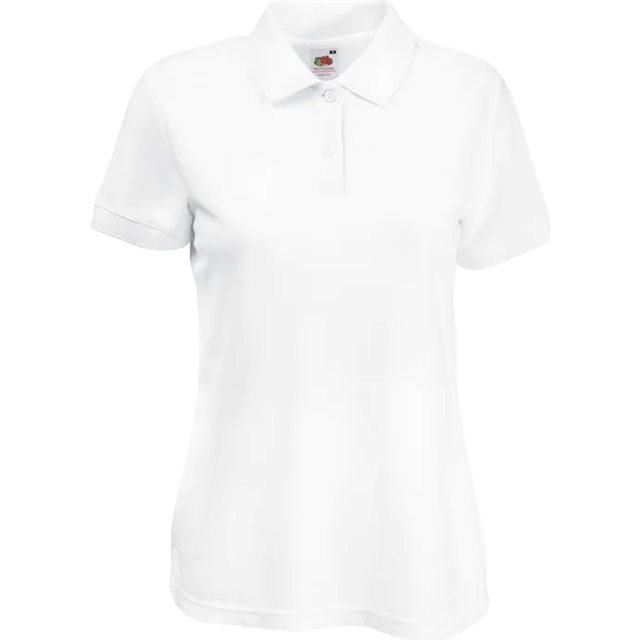 (M, White) Fruit Of The Loom Womens Lady-Fit 65/35 Short Sleeve Polo Shirt