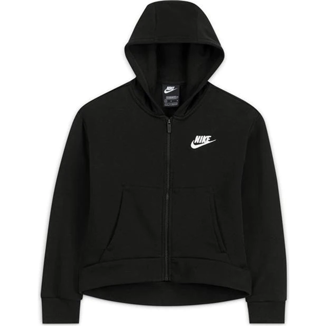 Nike Sportswear Club Fleece Zip Hoodie Girls - Black, White, Size XS - black