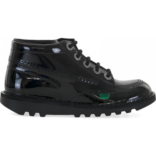 Kickers youth kick lo black patent leather school shoes 3499