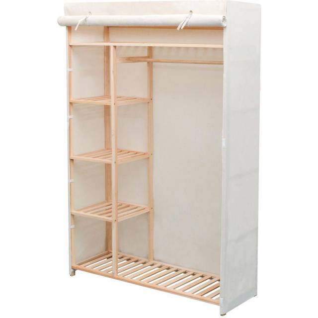 vidaXL Wardrobe Fabric and Pinewood 110x40x170 cm - White