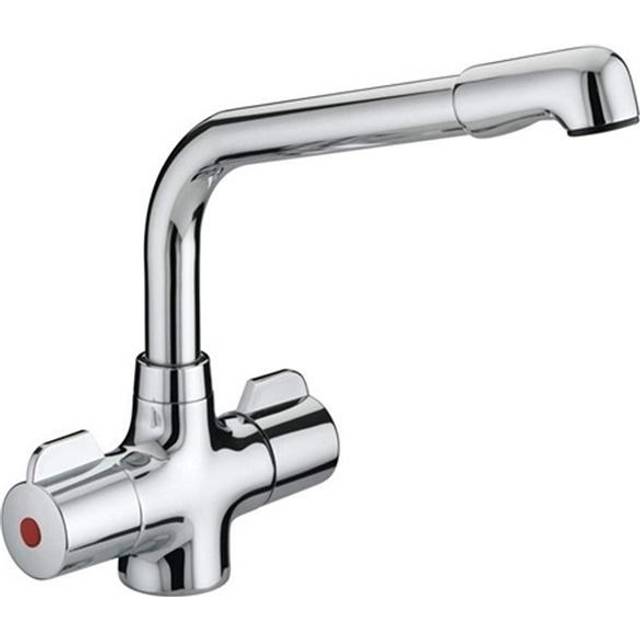 Bristan Manhatan Kitchen Sink Mixer Tap Double Lever Modern Easyfit Chrome