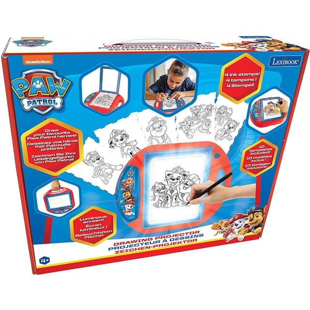 CR310PA Paw Patrol Drawing Projector, 4 tampons, 10 templates, Lighting Screen, 1 Pen Included, Artistic and Creative Toy for Girls and Boys, Red/Blue