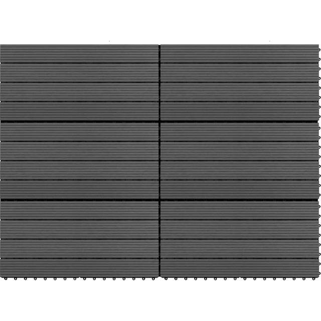 vidaXL Decking Tiles 6 pcs WPC 60x30 cm 1.08 m² Black