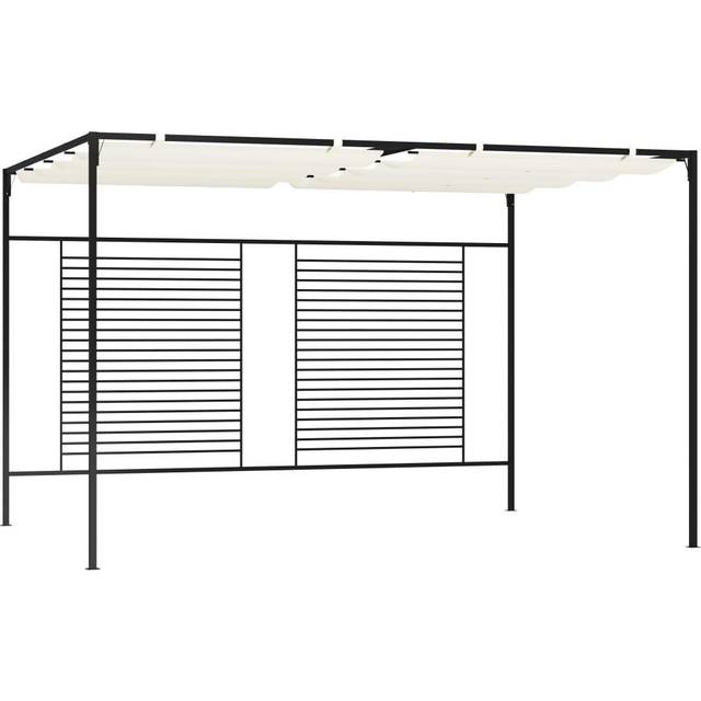 Paviljong med infällbart tak 4x3x2,3 m gräddvit 180 g/m²