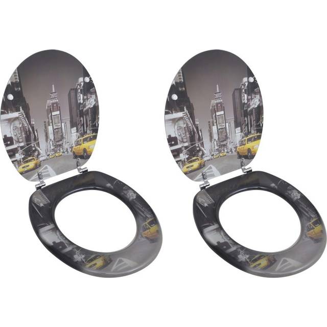 vidaXL Toilet Seats with Lids 2 pcs MDF New York - Multicolour