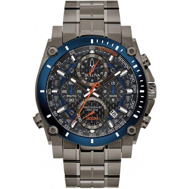 Bulova Icon Precisionist Chronograph Stainless Steel Grey Dial Quartz Diver's 98B343 300M Men's Watch