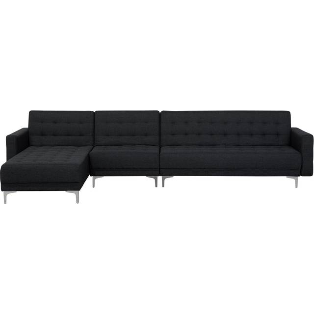 Right Hand Modular Faux Leather Sofa Black ABERDEEN