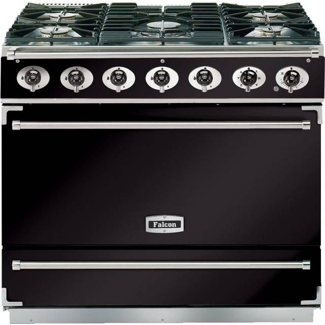 Falcon F900SDFBL/C 90cm Single Cavity Dual Fuel Range Cooker in Black and Chrome