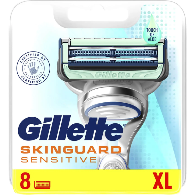 Gillette skinguard sensitive razor blades 8 xl pack genuine refills brand