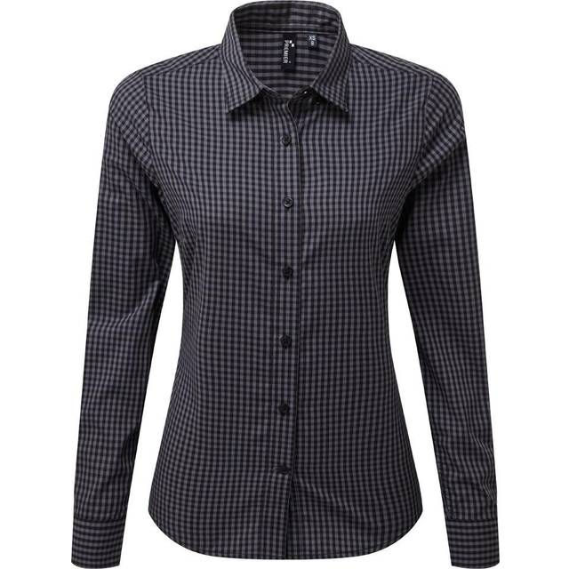 (2XL, Steel/Black) Premier Womens/Ladies Maxton Check Long Sleeve Shirt