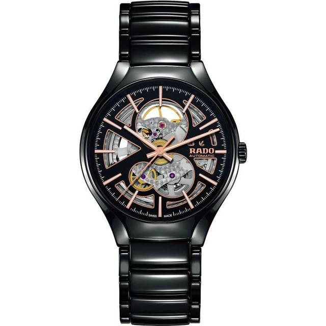 Rado Mens True Open Heart Automatic Black Ceramic Bracelet Watch R27100162