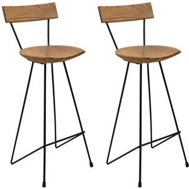 vidaXL Bar Stools 2 pcs Solid Teak Wood - Brown