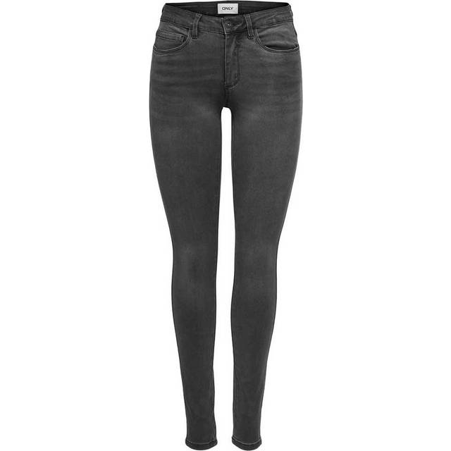 ONLY Dam skinny jeans ONLROYAL medium midja skinny fit jeans, Grå (mörk grå denim), XS / 30L