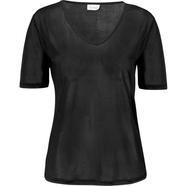 Damella - Topp Short Sleeve i silke - Svart