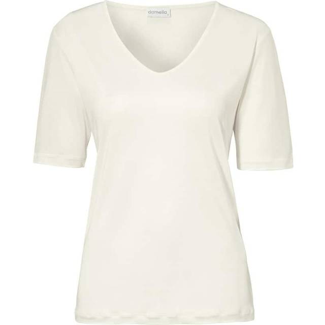 Damella - Topp Short Sleeve i silke - Natur