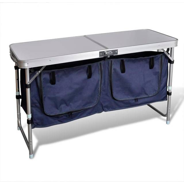 vidaXL Foldable Camping Cupboard with Aluminium Frame - Silver