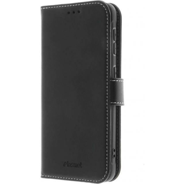 Insmat Flip Case - Vikbart fodral för mobiltelefon - genuint läder, termoplastisk polyuretan (TPU) - svart - för Samsung Galaxy Xcover 5