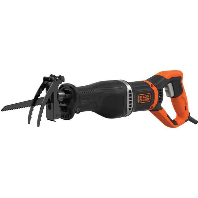 Black+Decker 750 W tigersåg BES301 (20 mm lyftlängd, universalsåg med rörlig sågsko och grenklämma, för snabba snitt i trä, metall och plast, inkl. 1 trä- och 1 metallsågblad)