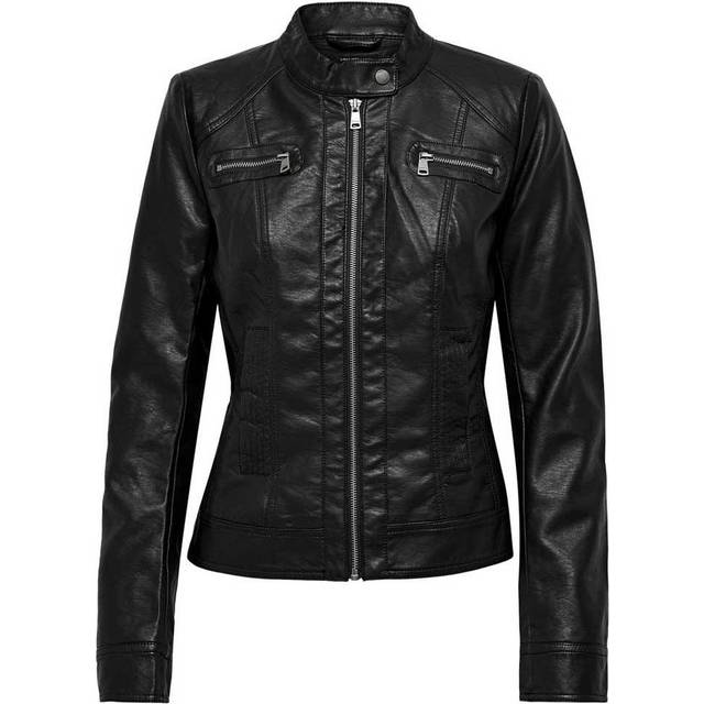Leather jacket woman Only Bandit imitation cuir biker - Noir - 40
