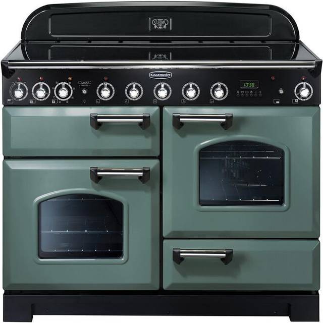 Rangemaster Classic Deluxe CDL110EISB/C 110cm Electric Range Cooker with Induction Hob - Stone Blue / Chrome - A/A Rated