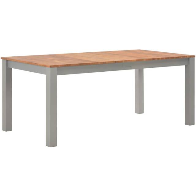 vidaXL Dining Table 180x90x74 cm Solid Oak Wood - Grey
