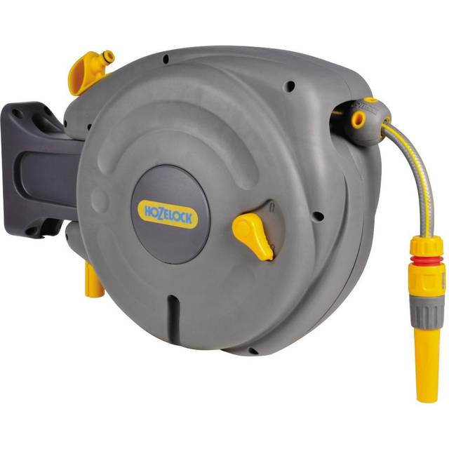 Hozelock Wall Mounted Auto Hose Reel 1/2" / 12.5mm 10m Grey & Yellow