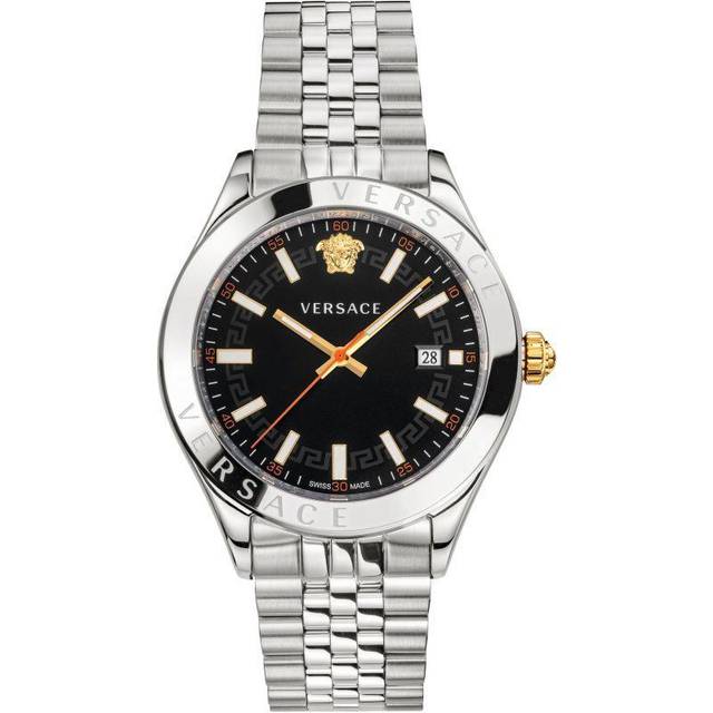 Men's Versace VEVK00420 Hellenyium Black Dial Men's Watch - Black/Silver